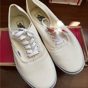 Vans Cream Canvas Sneakers Size 11